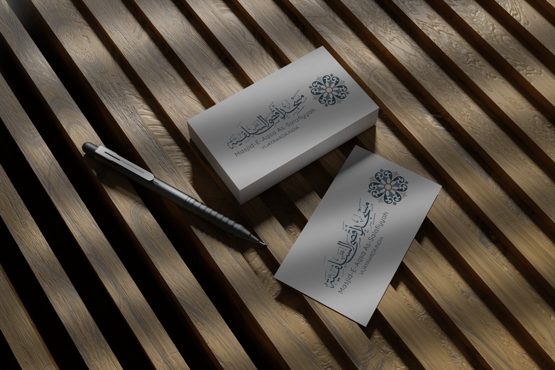 Perspective realistic business card mockup