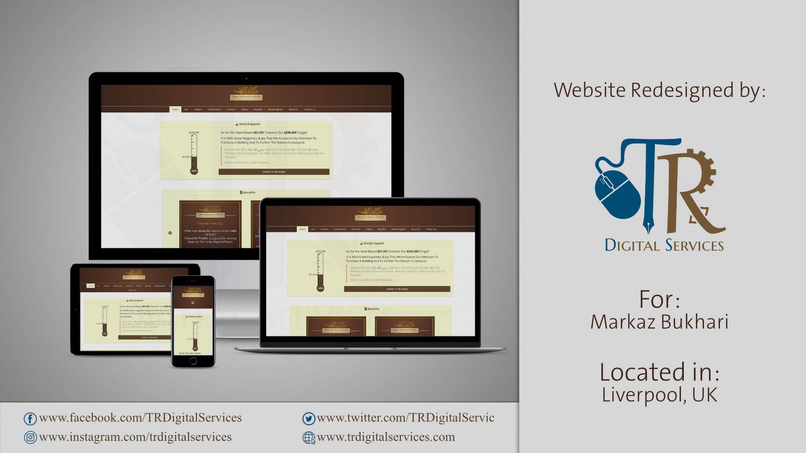 Screenshot of Markaz Bukhari Liverpool website design