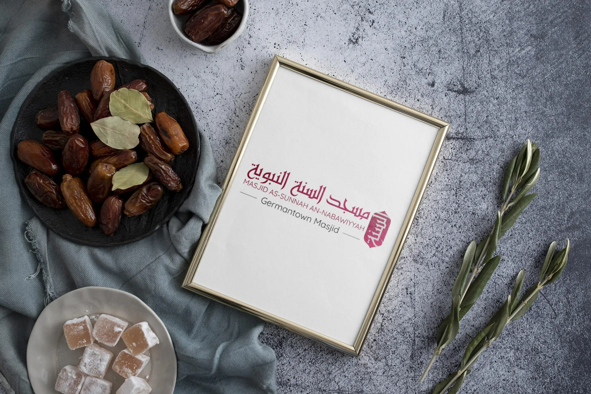Flat lay ramadan frame mockup