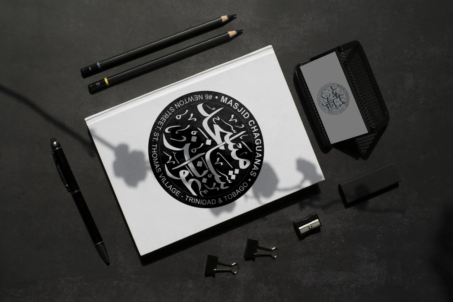 Paper stationery mock up with branding shadow